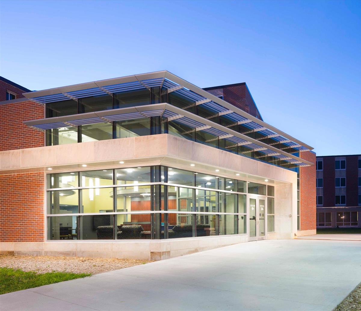 UNK Mantor & Randall Halls Entry | Higher Education Architecture Firm