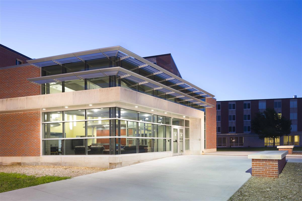 UNK Mantor & Randall Halls Entry | Higher Education Architecture Firm